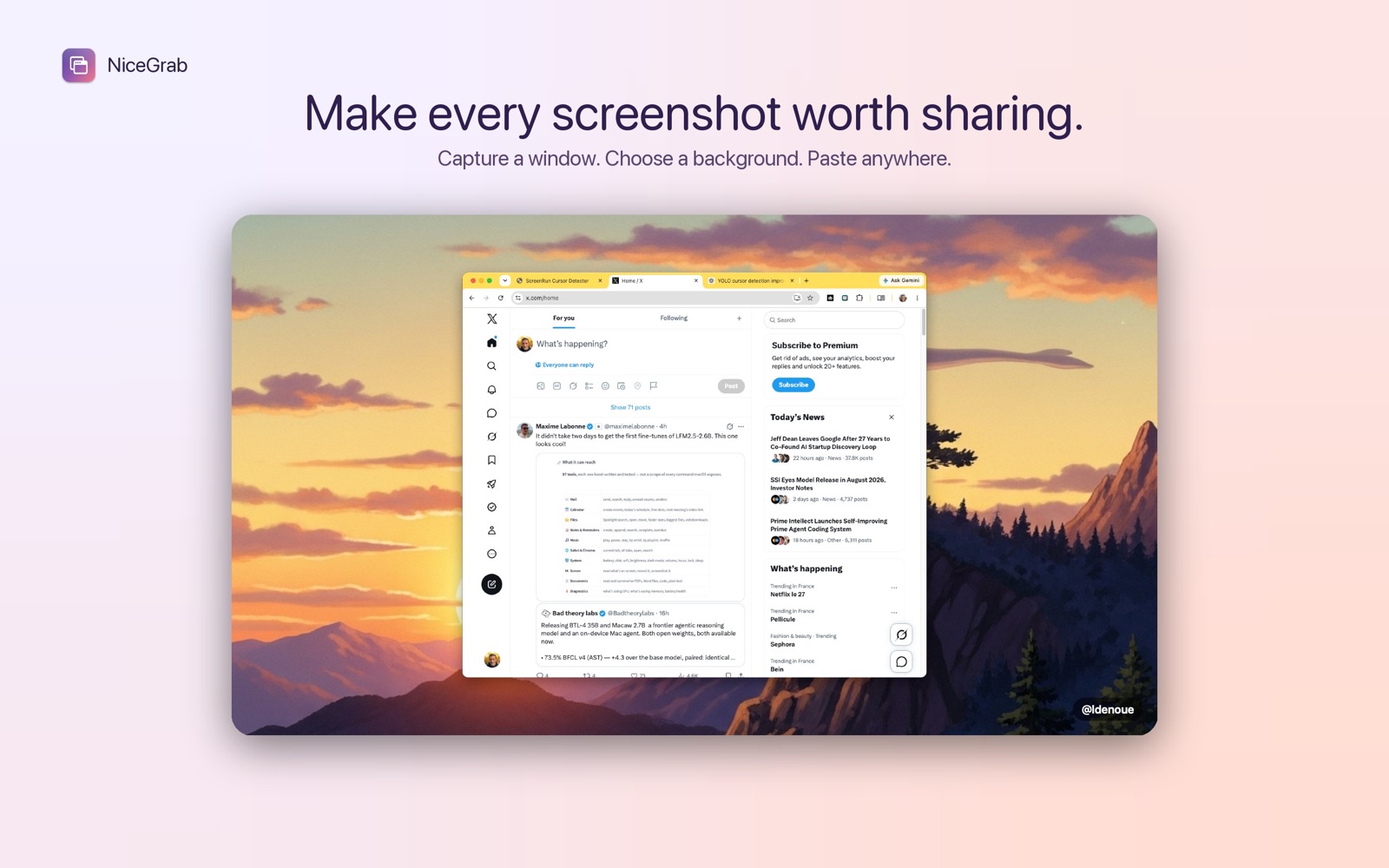 NiceGrab creates beautiful window screenshots on Mac