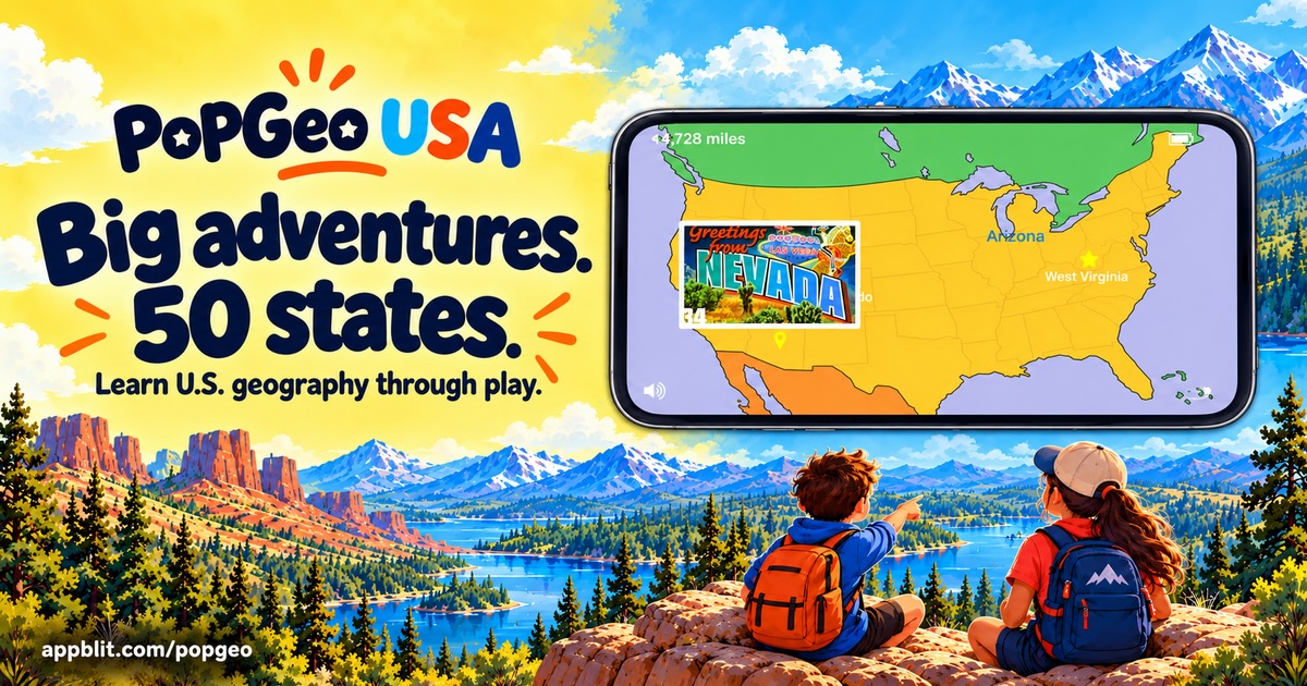PopGeo - Learn USA states, capitals, cities and national parks