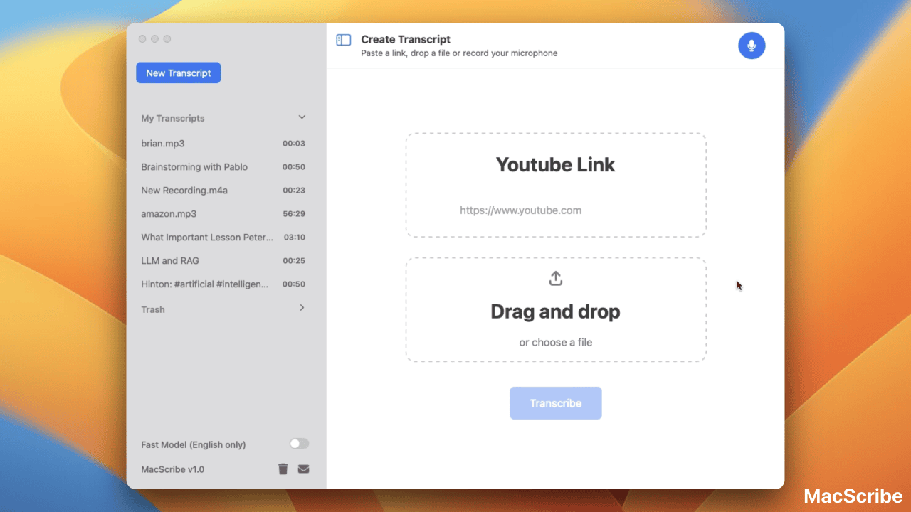 QuickScribe main screenshot