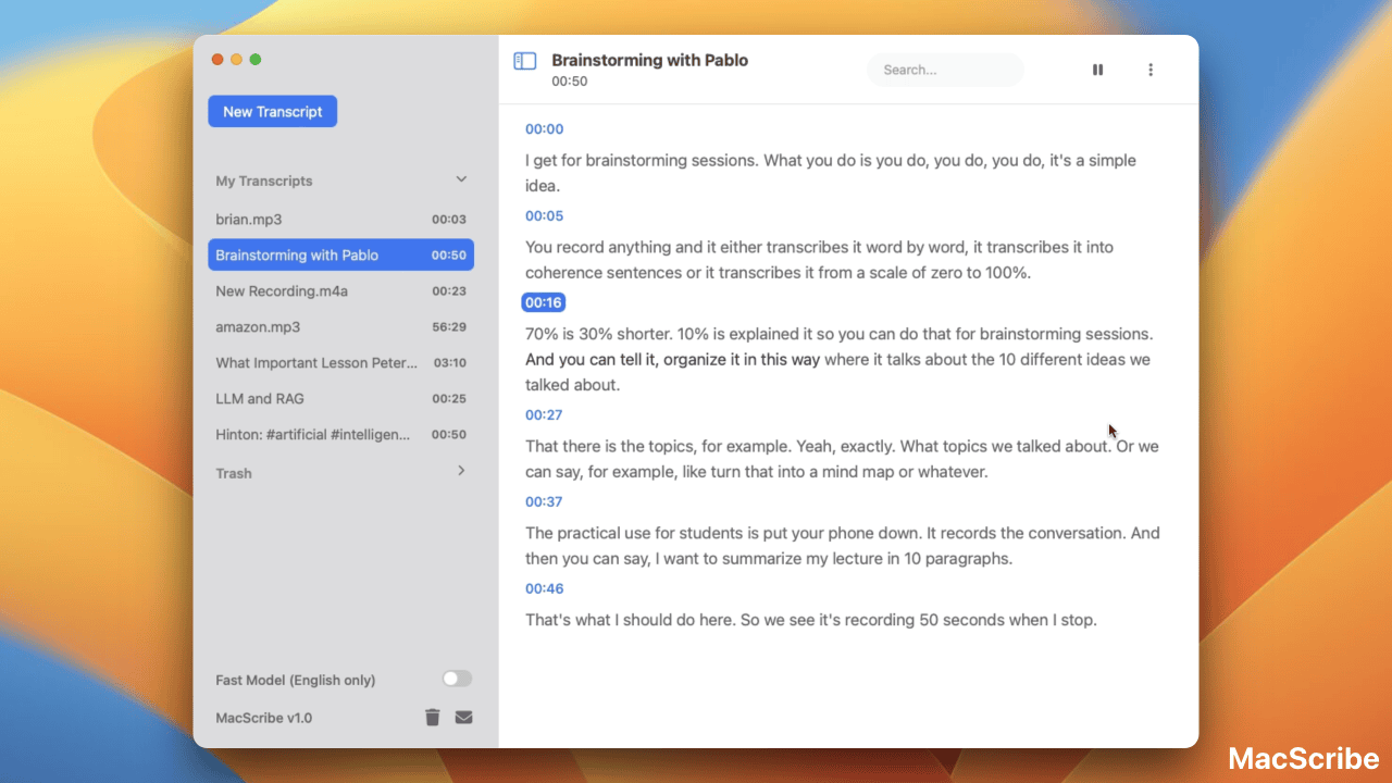 QuickScribe overview screenshot