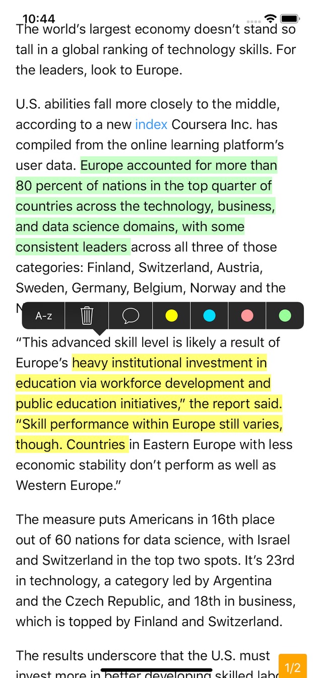 ReaderView highlight screenshot